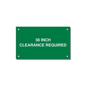 5.0x3.0" Safety Label - 36 INCH CLEARANCE REQUIRE — 5x3" White on Green, Holes