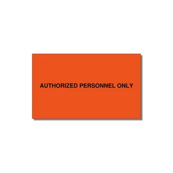 5.0x3.0" Safety Label - AUTHORIZED PERSONNEL ONLY — 5x3" Black on Orange, Adhesive