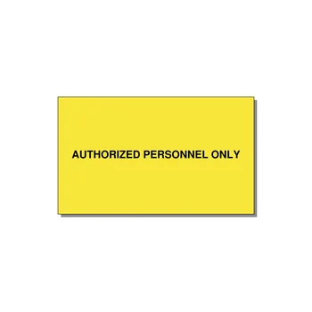5.0x3.0" Safety Label - AUTHORIZED PERSONNEL ONLY — 5x3" Black on Yellow, Adhesive