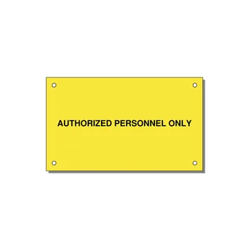 5.0x3.0" Safety Label - AUTHORIZED PERSONNEL ONLY — 5x3" Black on Yellow, Holes