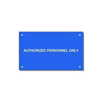 5.0x3.0" Safety Label - AUTHORIZED PERSONNEL ONLY — 5x3" White on Blue, Holes