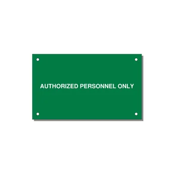 5.0x3.0" Safety Label - AUTHORIZED PERSONNEL ONLY — 5x3" White on Green, Holes