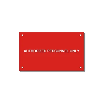 5.0x3.0" Safety Label - AUTHORIZED PERSONNEL ONLY — 5x3" White on Red, Holes