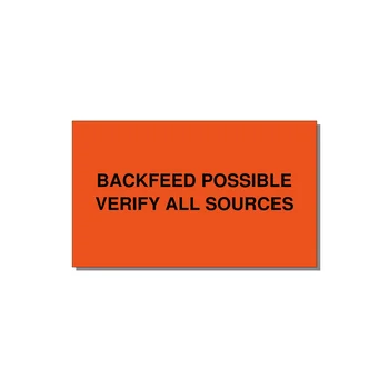 5.0x3.0" Safety Label - BACKFEED POSSIBLE VERIFY — 5x3" Black on Orange, Adhesive