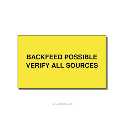 5.0x3.0" Safety Label - BACKFEED POSSIBLE VERIFY , Black/Yellow, Adhesive thumbnail