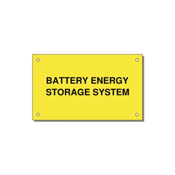 5.0x3.0" Safety Label - BATTERY ENERGY STORAGE SY — 5x3" Black on Yellow, Holes