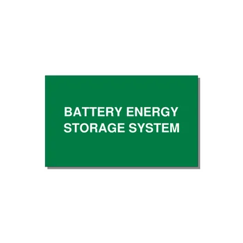 5.0x3.0" Safety Label - BATTERY ENERGY STORAGE SY — 5x3" White on Green, Adhesive
