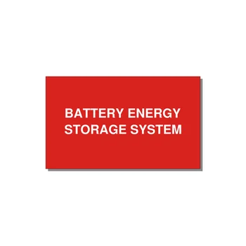 5.0x3.0" Safety Label - BATTERY ENERGY STORAGE SY — 5x3" White on Red, Adhesive