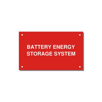 5.0x3.0" Safety Label - BATTERY ENERGY STORAGE SY — 5x3" White on Red, Holes