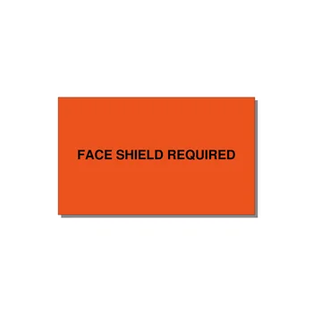 5.0x3.0" Safety Label - FACE SHIELD REQUIRED — 5x3" Black on Orange, Adhesive