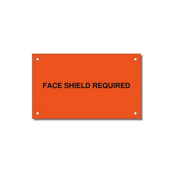 5.0x3.0" Safety Label - FACE SHIELD REQUIRED — 5x3" Black on Orange, Holes
