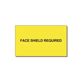5.0x3.0" Safety Label - FACE SHIELD REQUIRED — 5x3" Black on Yellow, Adhesive