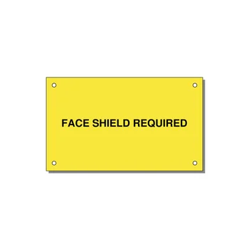 5.0x3.0" Safety Label - FACE SHIELD REQUIRED — 5x3" Black on Yellow, Holes
