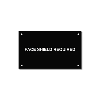 5.0x3.0" Safety Label - FACE SHIELD REQUIRED — 5x3" White on Black, Holes