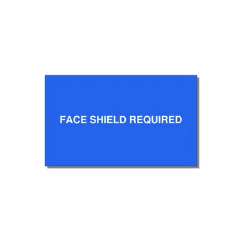 5.0x3.0" Safety Label - FACE SHIELD REQUIRED — 5x3" White on Blue, Adhesive