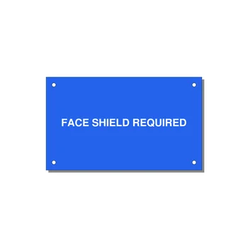 5.0x3.0" Safety Label - FACE SHIELD REQUIRED — 5x3" White on Blue, Holes