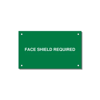 5.0x3.0" Safety Label - FACE SHIELD REQUIRED — 5x3" White on Green, Holes