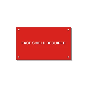 5.0x3.0" Safety Label - FACE SHIELD REQUIRED — 5x3" White on Red, Holes