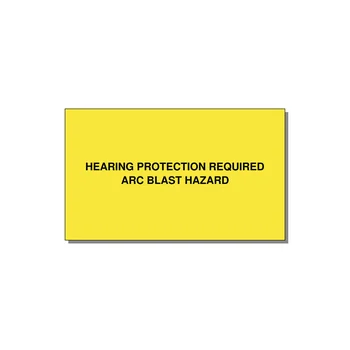 5.0x3.0" Safety Label - HEARING PROTECTION REQUIR — 5x3" Black on Yellow, Adhesive