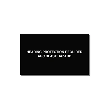 5.0x3.0" Safety Label - HEARING PROTECTION REQUIR — 5x3" White on Black, Adhesive