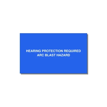 5.0x3.0" Safety Label - HEARING PROTECTION REQUIR — 5x3" White on Blue, Adhesive