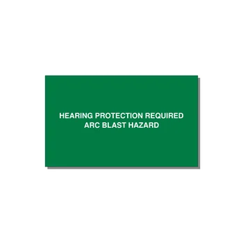 5.0x3.0" Safety Label - HEARING PROTECTION REQUIR — 5x3" White on Green, Adhesive