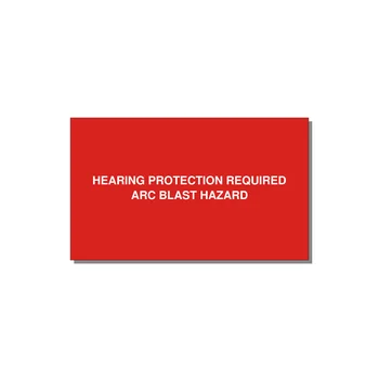 5.0x3.0" Safety Label - HEARING PROTECTION REQUIR — 5x3" White on Red, Adhesive