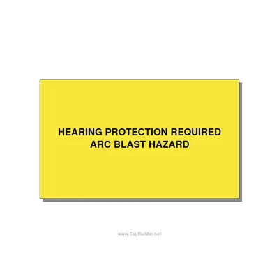 5.0x3.0" Safety Label - HEARING PROTECTION REQUIR, Black/Yellow, Adhesive thumbnail