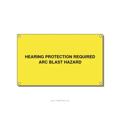 5.0x3.0" Safety Label - HEARING PROTECTION REQUIR, Black/Yellow, Holes thumbnail