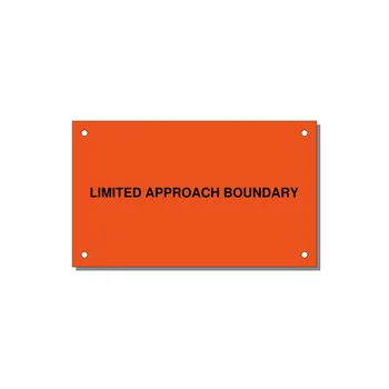 5.0x3.0" Safety Label - LIMITED APPROACH BOUNDARY — 5x3" Black on Orange, Holes