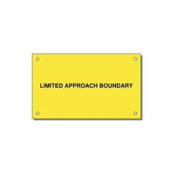 5.0x3.0" Safety Label - LIMITED APPROACH BOUNDARY — 5x3" Black on Yellow, Holes