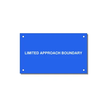 5.0x3.0" Safety Label - LIMITED APPROACH BOUNDARY — 5x3" White on Blue, Holes
