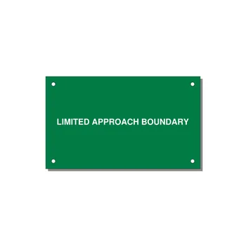 5.0x3.0" Safety Label - LIMITED APPROACH BOUNDARY — 5x3" White on Green, Holes
