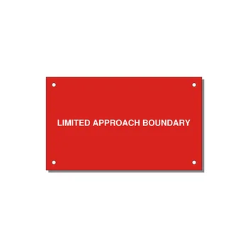 5.0x3.0" Safety Label - LIMITED APPROACH BOUNDARY — 5x3" White on Red, Holes