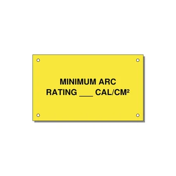 5.0x3.0" Safety Label - MINIMUM ARC RATING ___ CA — 5x3" Black on Yellow, Holes