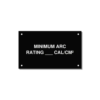 5.0x3.0" Safety Label - MINIMUM ARC RATING ___ CA — 5x3" White on Black, Holes
