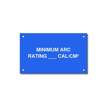 5.0x3.0" Safety Label - MINIMUM ARC RATING ___ CA — 5x3" White on Blue, Holes
