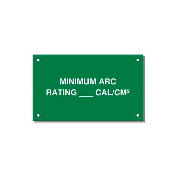 5.0x3.0" Safety Label - MINIMUM ARC RATING ___ CA — 5x3" White on Green, Holes