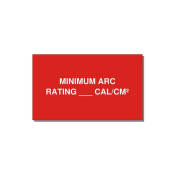 5.0x3.0" Safety Label - MINIMUM ARC RATING ___ CA — 5x3" White on Red, Adhesive