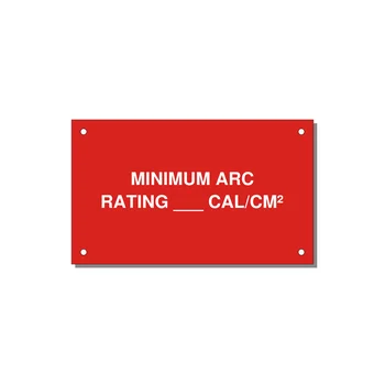 5.0x3.0" Safety Label - MINIMUM ARC RATING ___ CA — 5x3" White on Red, Holes