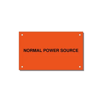 5.0x3.0" Safety Label - NORMAL POWER SOURCE — 5x3" Black on Orange, Holes