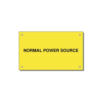 5.0x3.0" Safety Label - NORMAL POWER SOURCE — 5x3" Black on Yellow, Holes