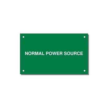 5.0x3.0" Safety Label - NORMAL POWER SOURCE — 5x3" White on Green, Holes