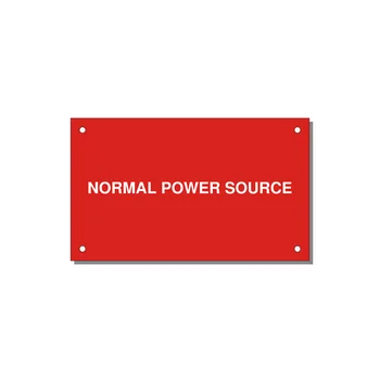 5.0x3.0" Safety Label - NORMAL POWER SOURCE — 5x3" White on Red, Holes