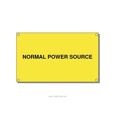 5.0x3.0" Safety Label - NORMAL POWER SOURCE, Black/Yellow, Holes thumbnail