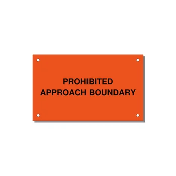 5.0x3.0" Safety Label - PROHIBITED APPROACH BOUND — 5x3" Black on Orange, Holes