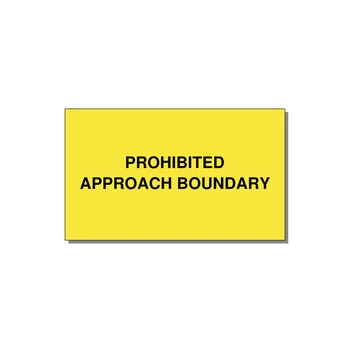 5.0x3.0" Safety Label - PROHIBITED APPROACH BOUND — 5x3" Black on Yellow, Adhesive