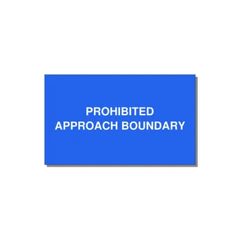 5.0x3.0" Safety Label - PROHIBITED APPROACH BOUND — 5x3" White on Blue, Adhesive