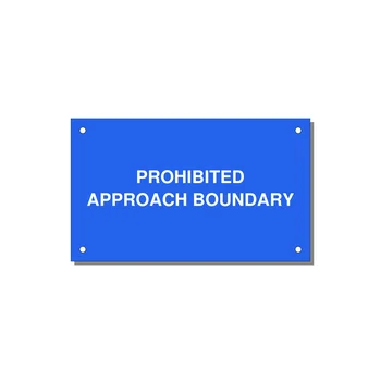 5.0x3.0" Safety Label - PROHIBITED APPROACH BOUND — 5x3" White on Blue, Holes