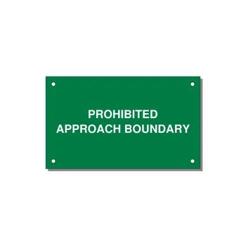 5.0x3.0" Safety Label - PROHIBITED APPROACH BOUND — 5x3" White on Green, Holes